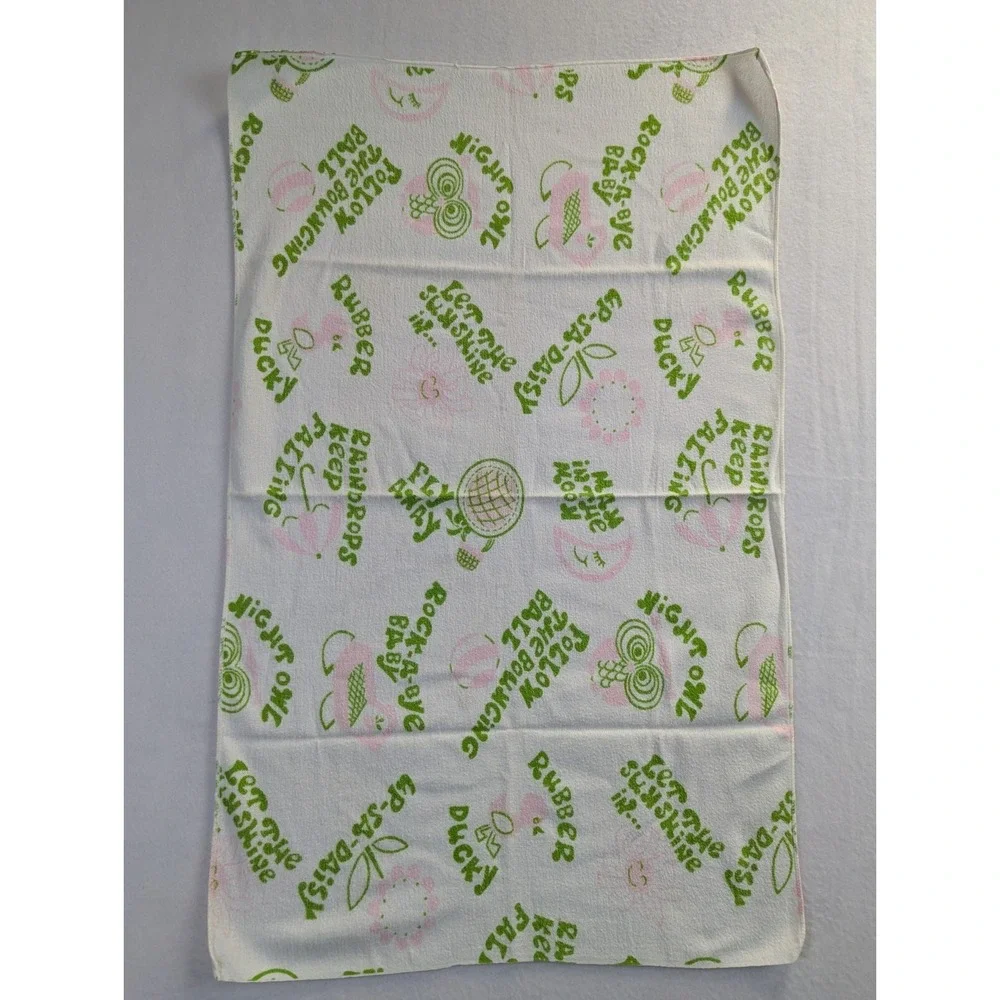 Vintage Flannel Baby Receiving Blanket Green‎ Pink